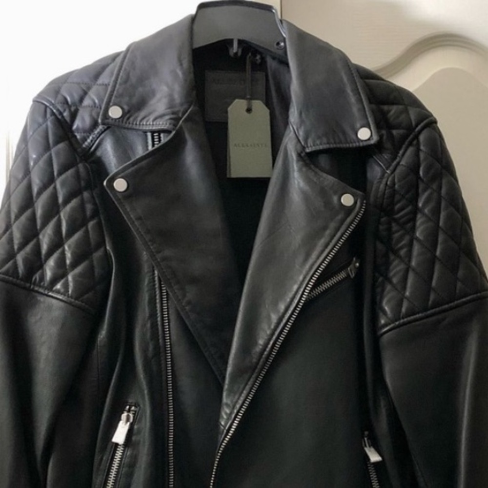 AllSaints Boyson Biker Jacket (ML089K), Ink Navy (Black), Medium, New with Tags